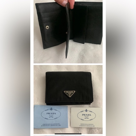 Prada Authentic
Nylon and
Saffiano Leather
Black Trifold
Wallet ~ ~Vintage - Picture 1 of 5